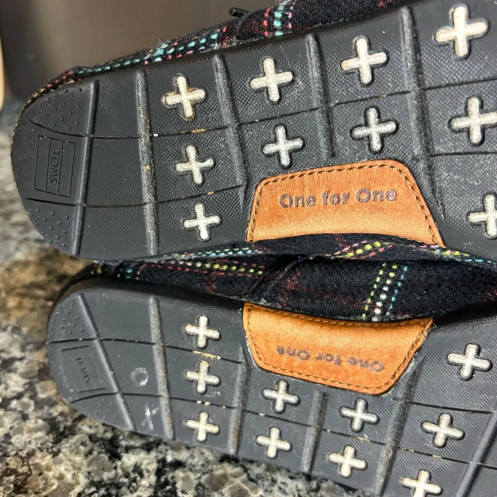 TOMS Cordones Black Plaid Textile Lace Up Shoes Size 8